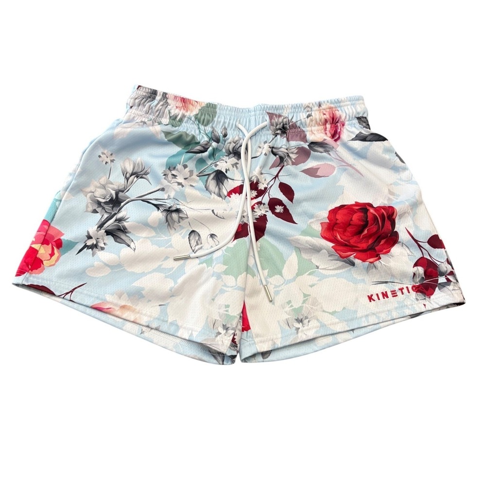 Kinetic Mens Performance Shorts Medium Floral Print USA Made Athletic Gym Wear